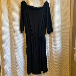 Ann Taylor Gathered Waist Column Sheath Dress - Black Size 4